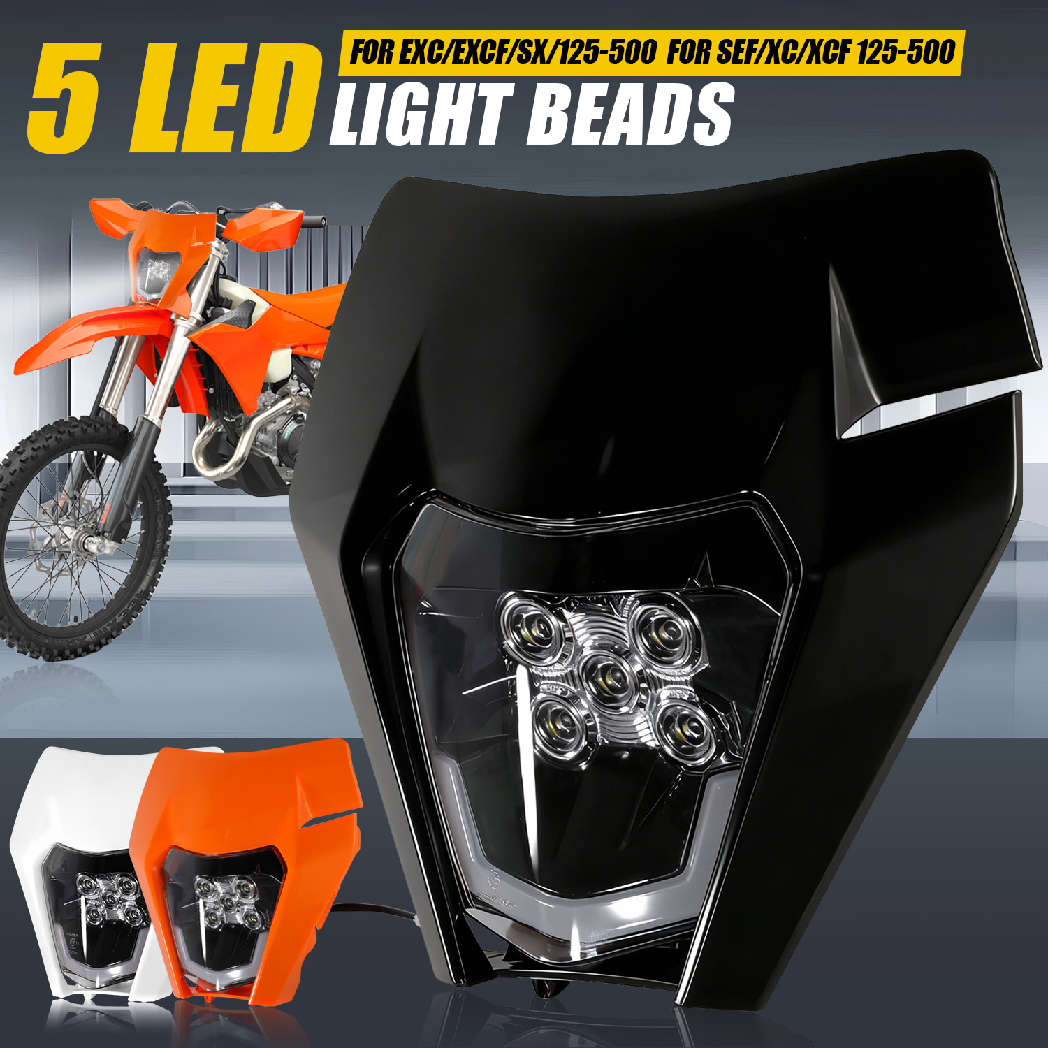 5 LED Headlight Headlamp Lamp  - Universal Motorcycle Led Headlight Projector review and price
