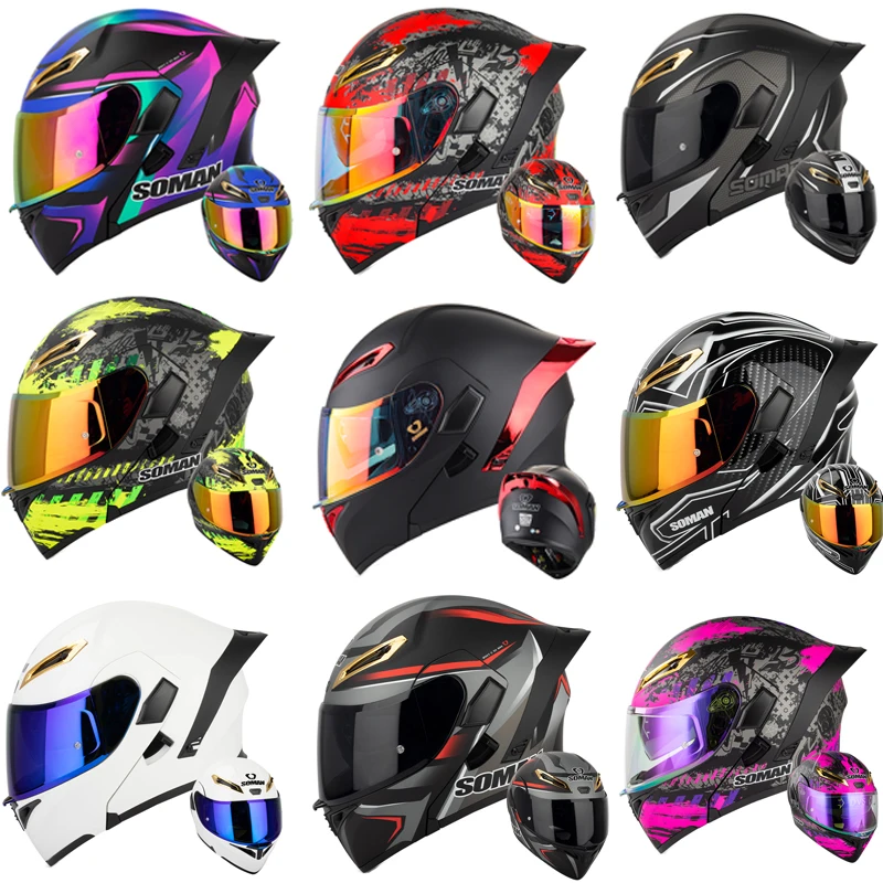 SOMAN Full Face Helmet Dual Le - Dual Visor Motorcycle Racing Helmet review and price