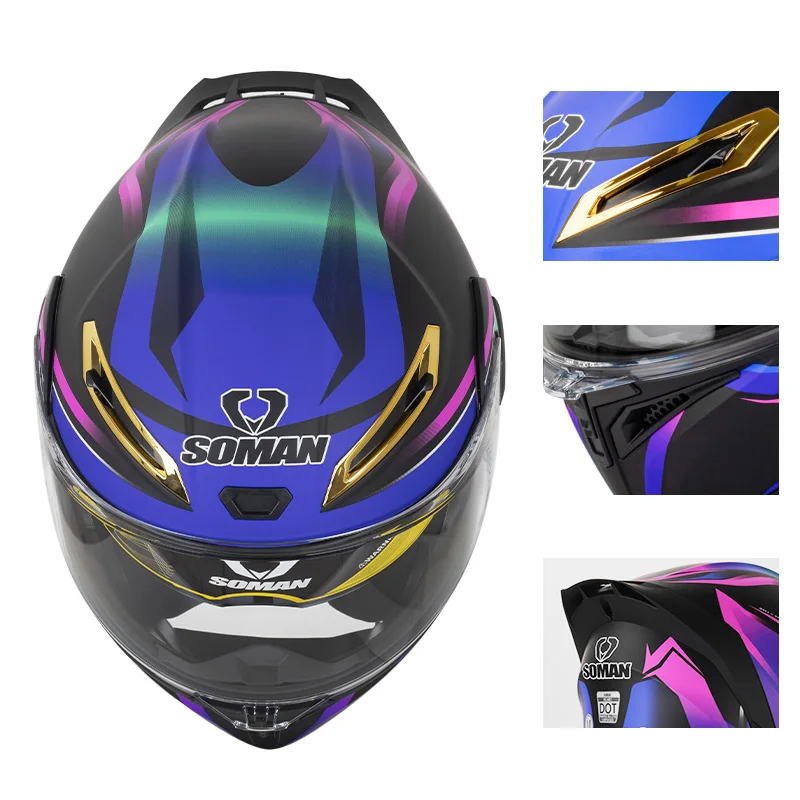 SOMAN Full Face Helmet Dual Le - Dual Visor Motorcycle Racing Helmet review and price