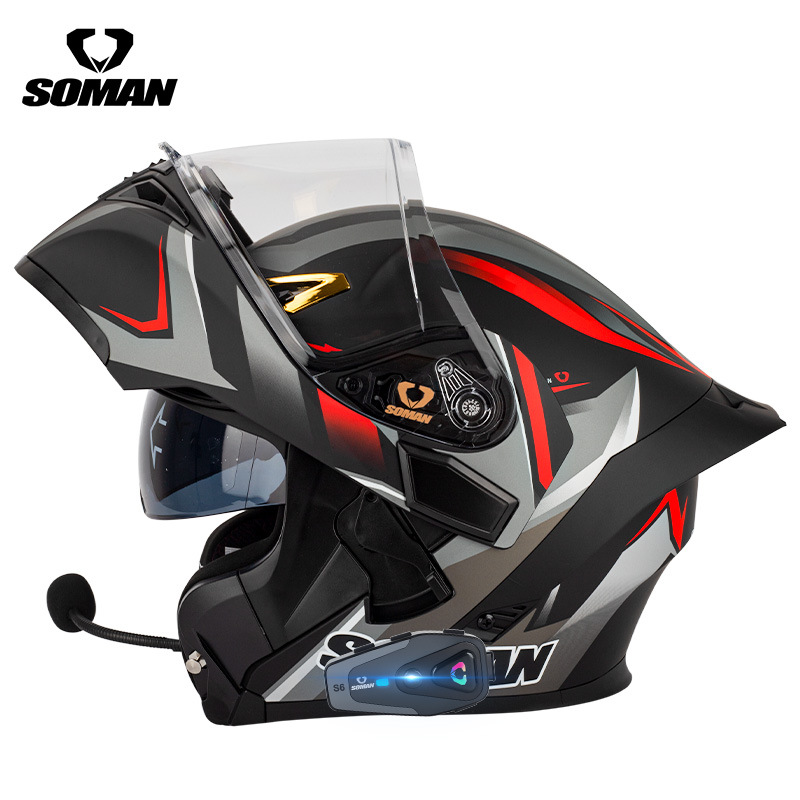 SOMAN Flip Up Motorcycle Helme - Dual Visor Motorcycle Racing Helmet review and price